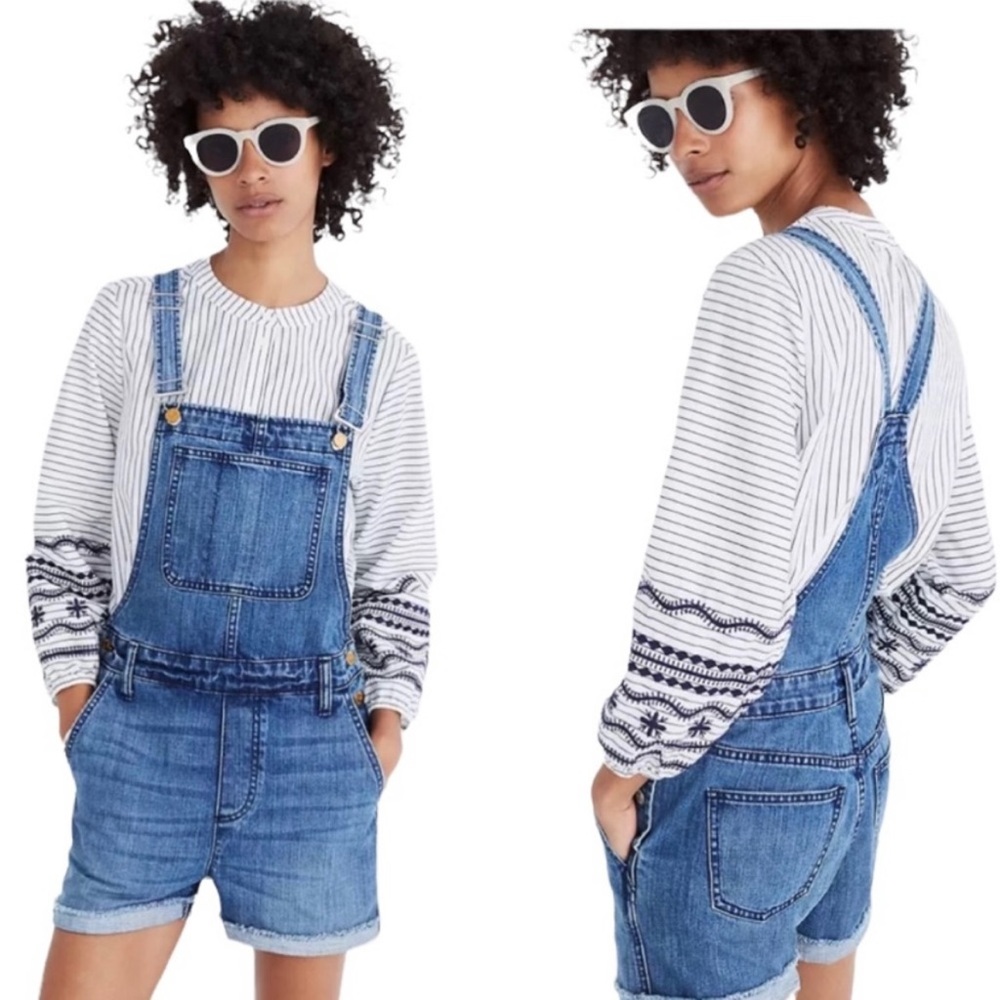 Madewell Blue Denim Short Overalls